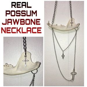 Real Possum Jawbone Chain Cross Necklace - ETHICALLY SOURCED!